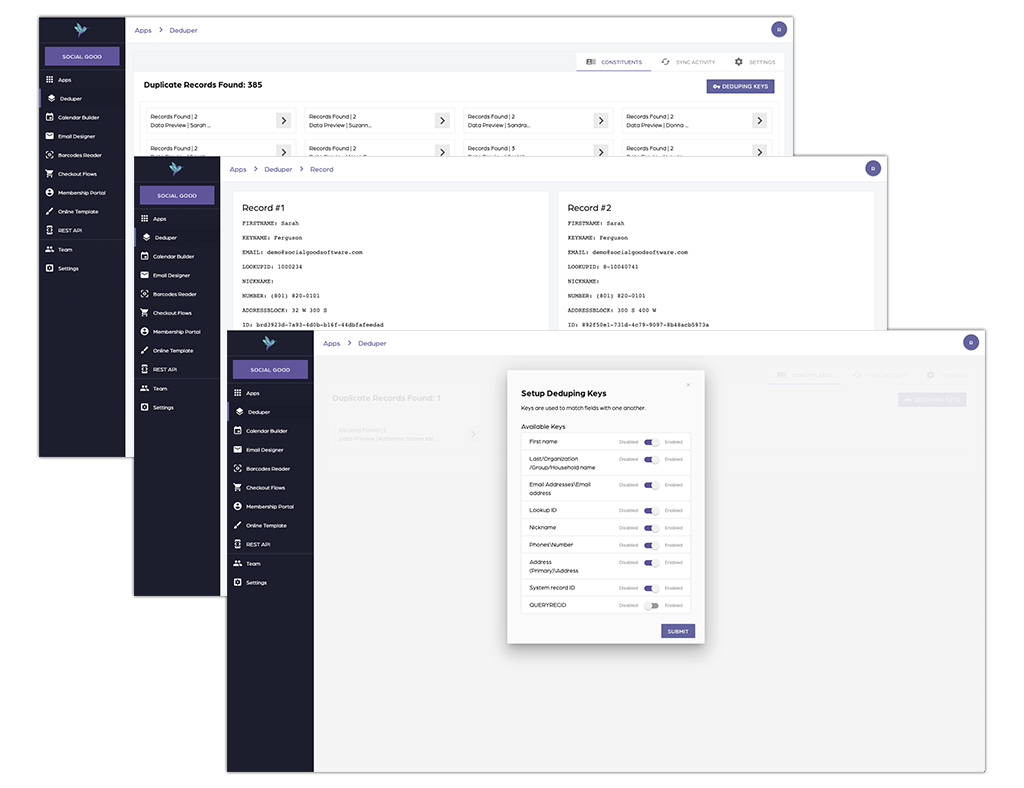 Deduper - One simple easy to use tool to find duplicate records inside of Altru.