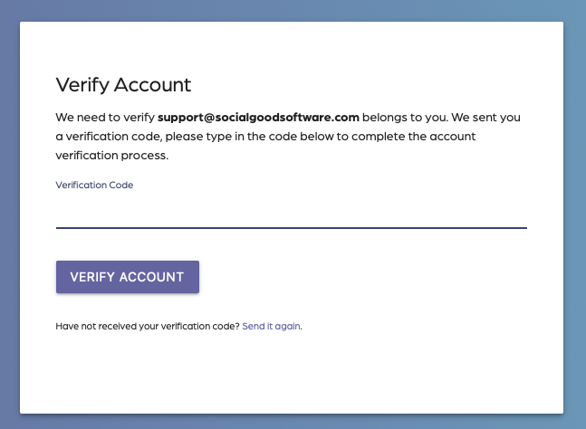 Create an account with Social Good Software