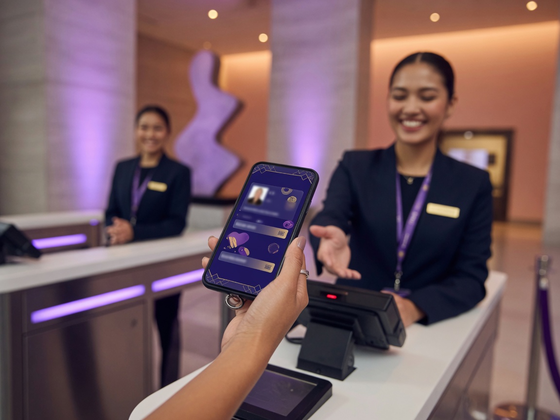 Visitor showing a digital membership card on a phone