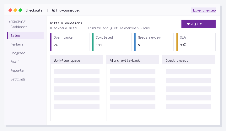 Smoother Accept Reloadable Gift Cards as a Payment Type for Altru Online and Front Desk Sales