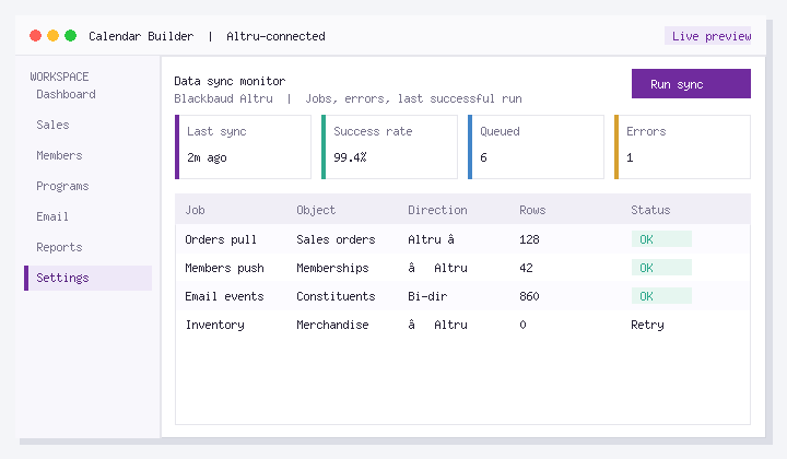 Managing Integrate Altru Calendars Into Outlook or an RSS Feed/google in Blackbaud