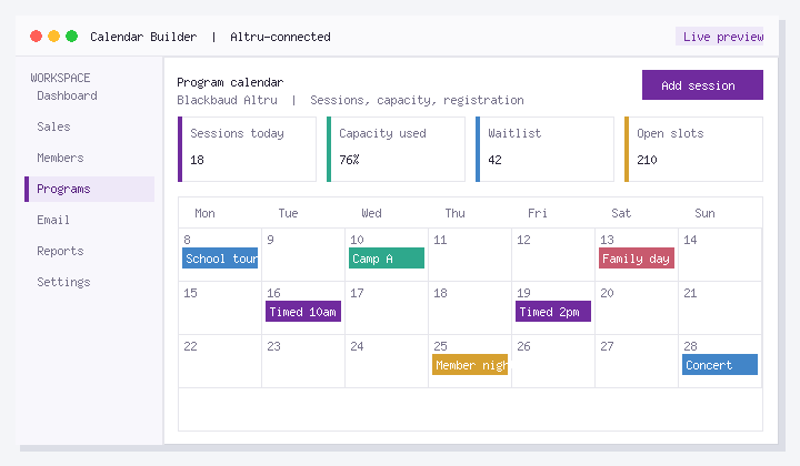 Better Scheduled Events Should Include Additional Information Tabs for Timed Entry and Programs