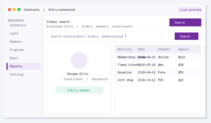 Fix the Search Bar in Blackbaud Altru Sales Workflows
