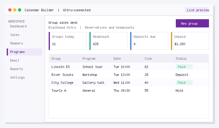 Managing Print Tickets for Group Sales Reservations in Blackbaud Altru